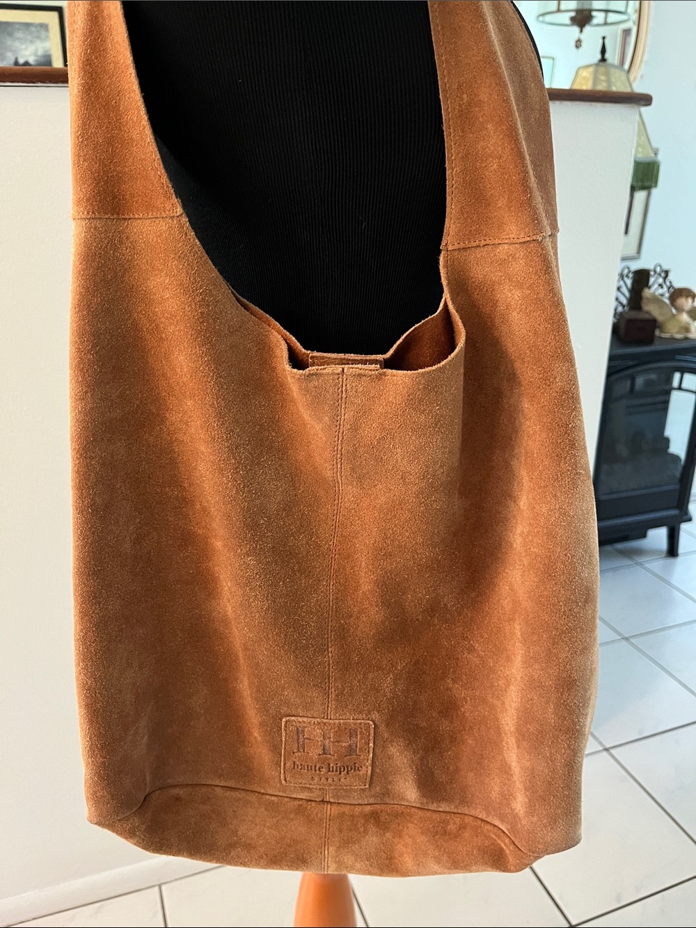 Haute Hippie Suede Messenger Bag in Chestnut leather beautiful
